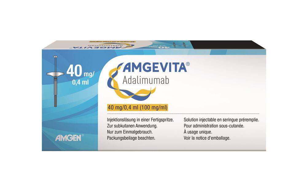 AMGEVITA sol inj 40 mg/0.4ml seringue préremplie ser pré 1 pce, image principale AMGEVITA sol inj 40 mg/0.4ml seringue préremplie ser pré 1 pce, image principale