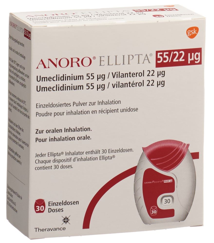 ANORO ELLIPTA pdr inh 55 mcg/22 mcg 30 dos, image principale