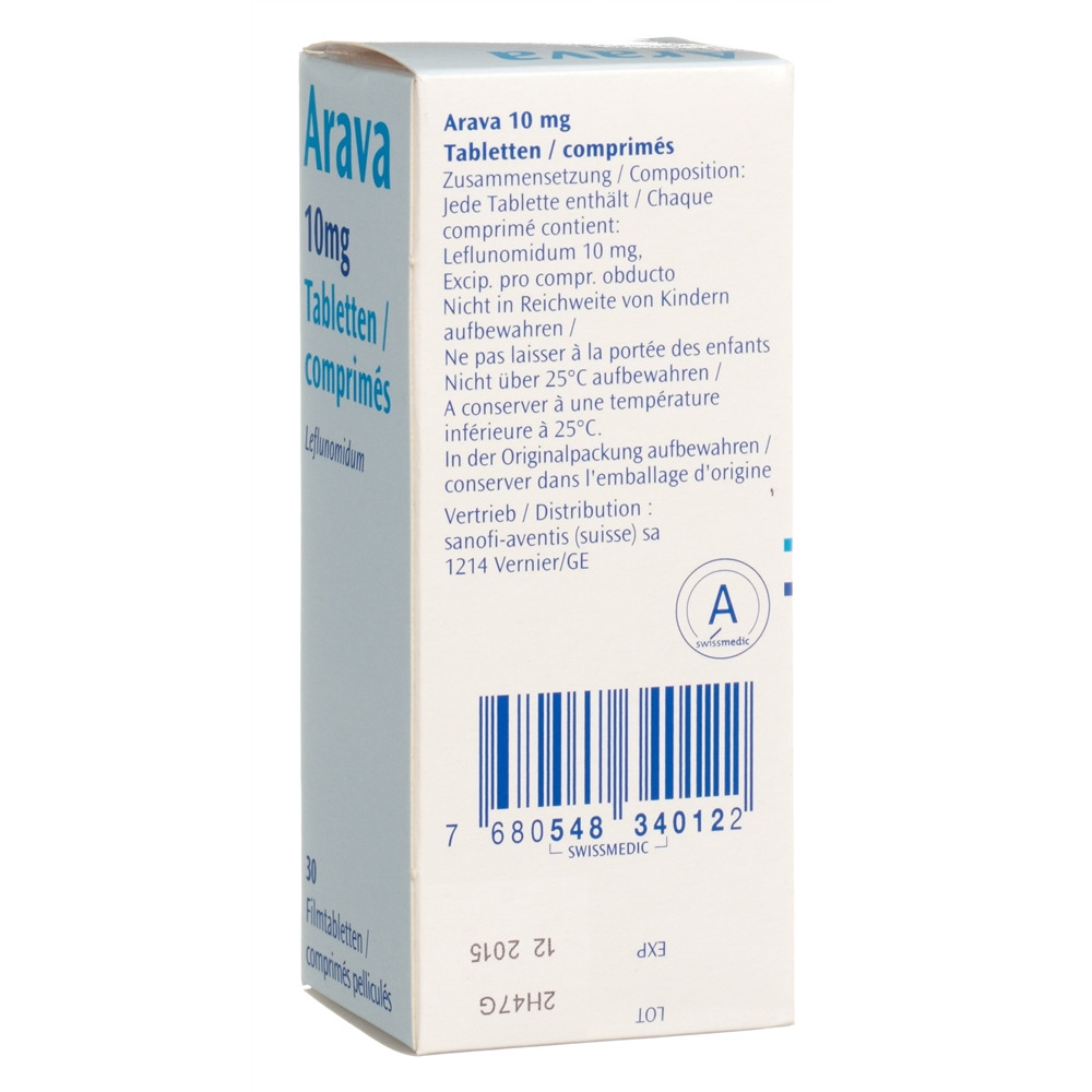 Arava cpr pell 10 mg bte 30 pce, image 2 sur 2