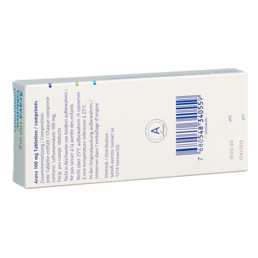 Arava cpr pell 100 mg blist 3 pce, image 2 sur 2