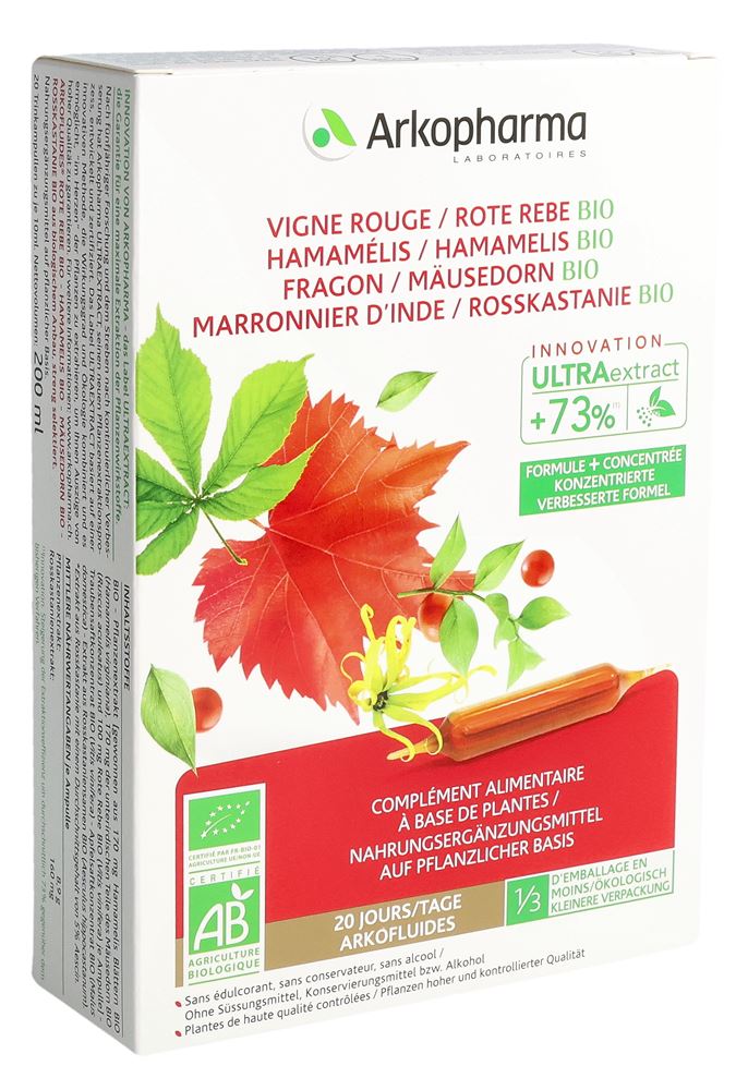 ARKOFLUIDE Rote Rebe Hamamelis Mäusedorn Rosskastanie