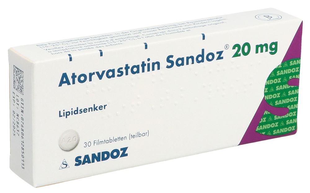 ATORVASTATINE Sandoz 20 mg, Hauptbild