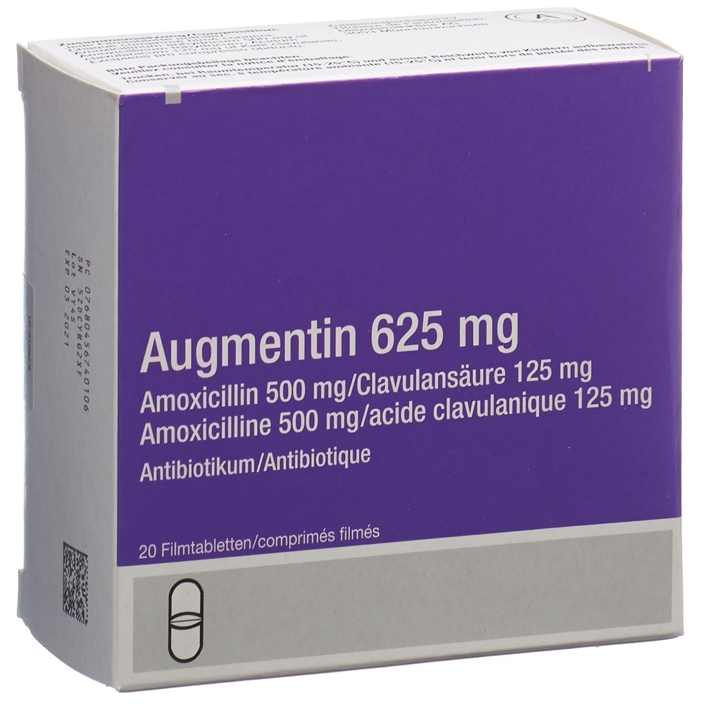 AUGMENTIN cpr pell 625 mg adult blist 20 pce, image principale