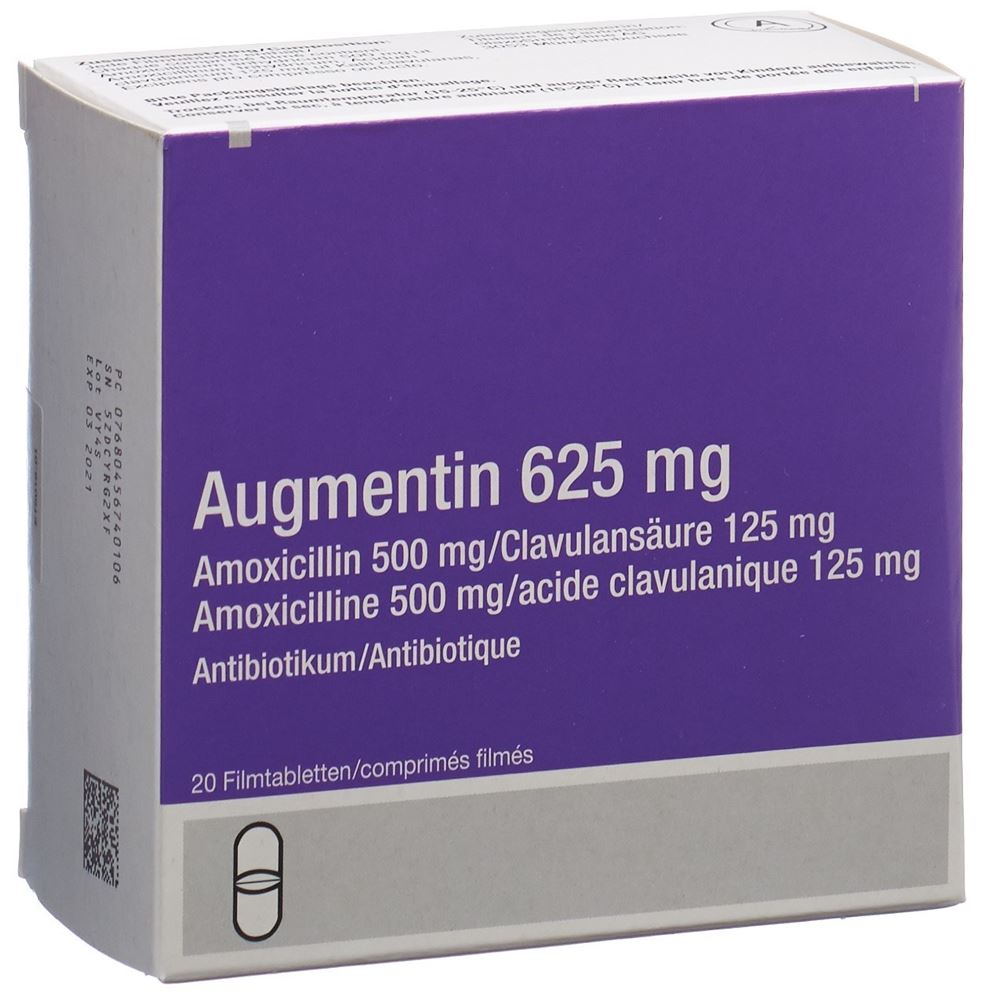 AUGMENTIN Filmtabl 625 mg Erw Blist 20 Stk, Hauptbild