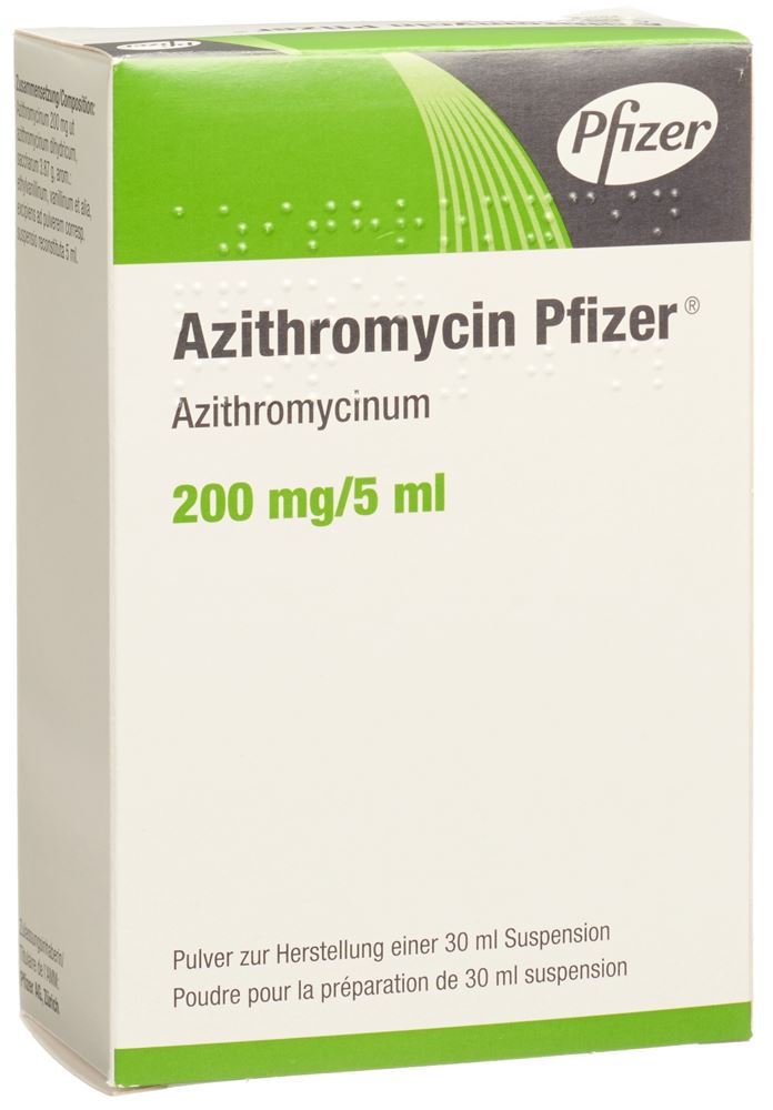 AZITHROMYCINE Pfizer 200 mg/5ml, Hauptbild