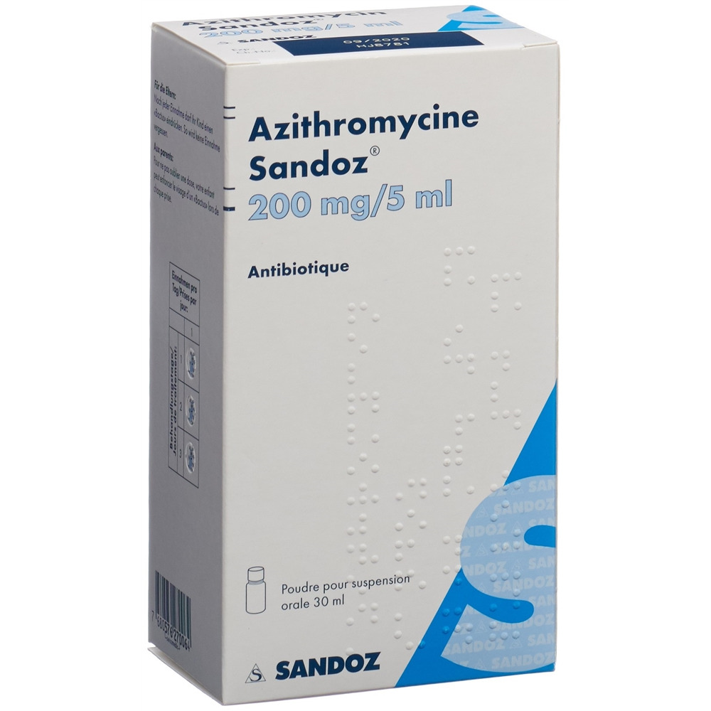 AZITHROMYCINE Sandoz 200 mg/5ml, image 2 sur 2