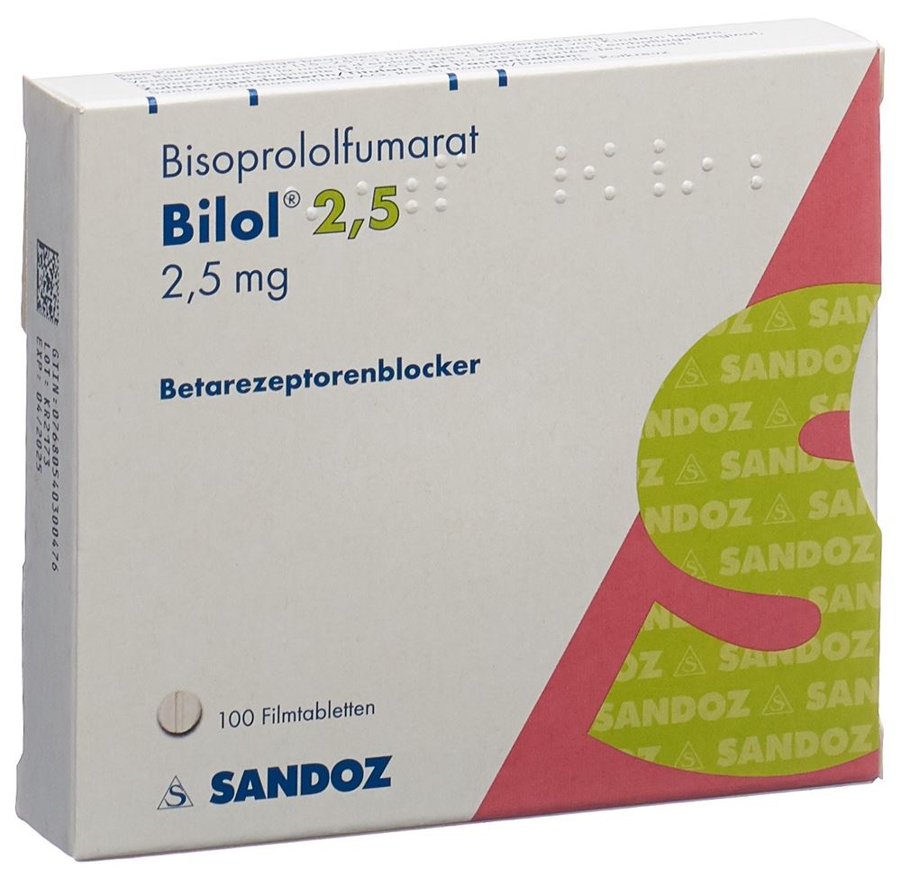 BILOL cpr pell 2.5 mg blist 100 pce, image principale