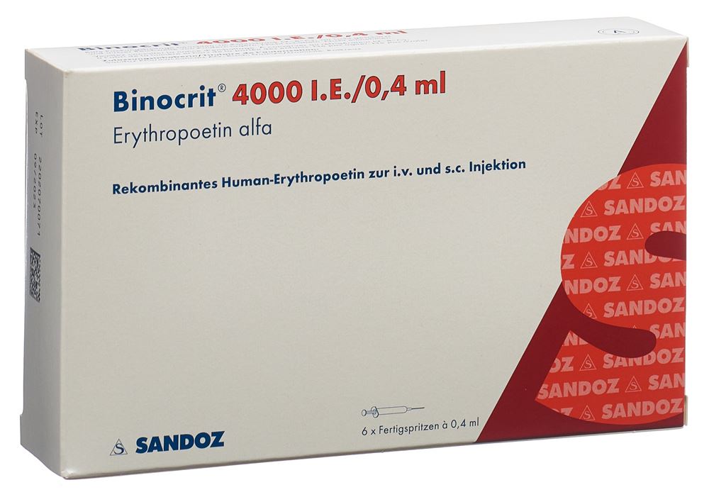 BINOCRIT Inj Lös 4000 IE/0.4ml Fertspr 0.4 ml, Hauptbild