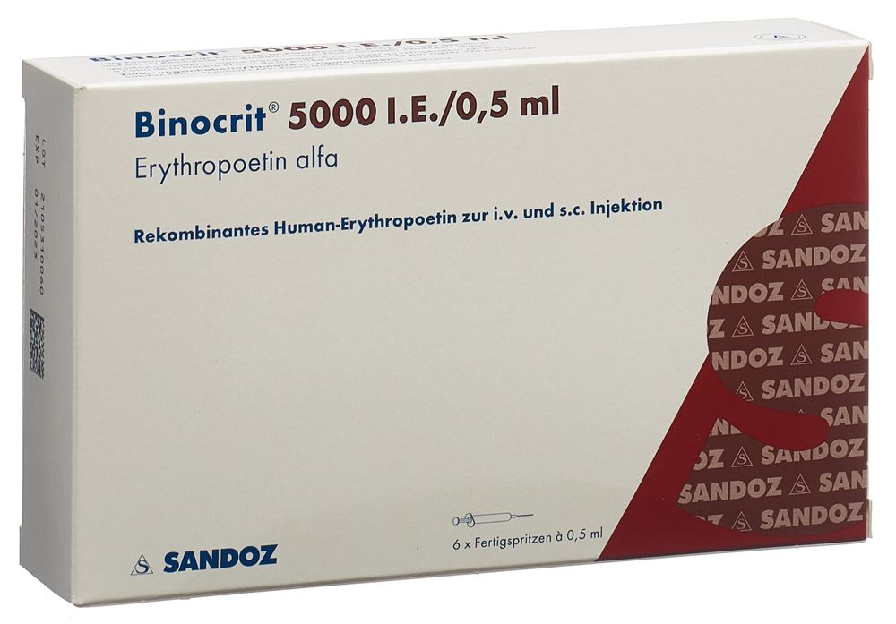 BINOCRIT Inj Lös 5000 IE/0.5ml Fertspr 0.5 ml, Hauptbild