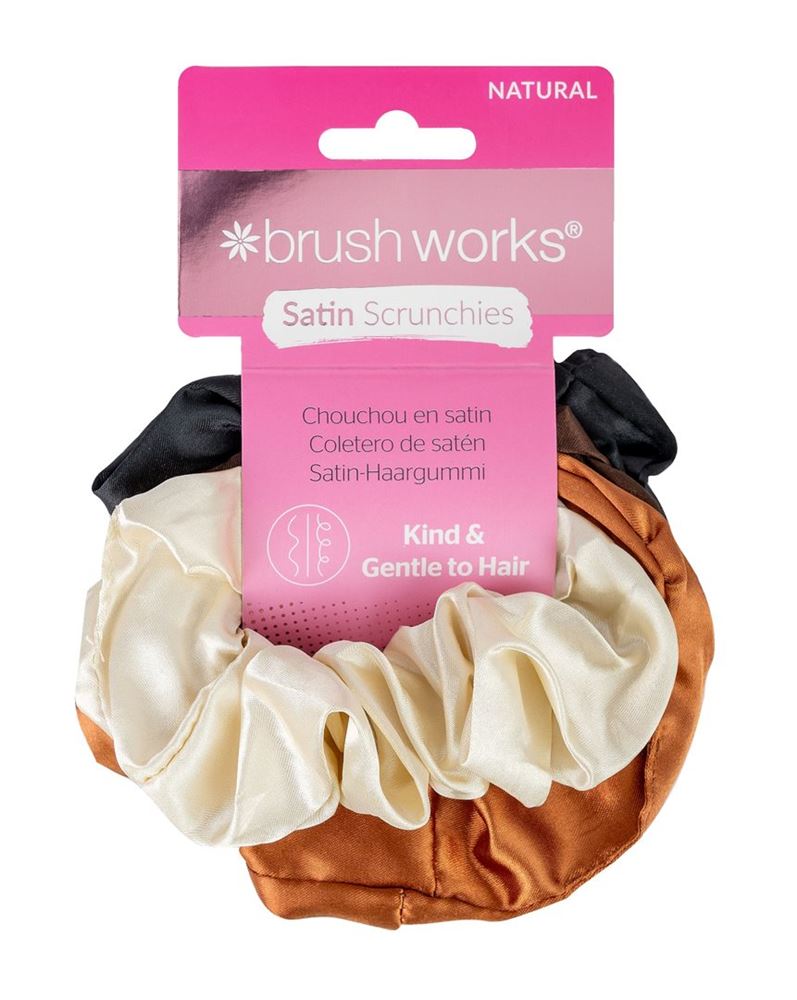 BRUSHWORKS nude satin scrunchies, image principale