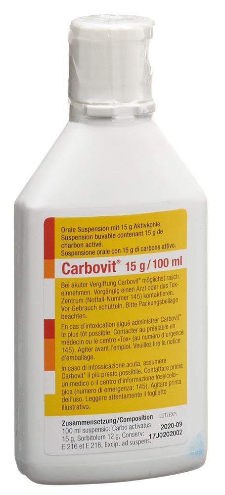 CARBOVIT susp 15 g/100ml orale fl 100 ml, image principale CARBOVIT susp 15 g/100ml orale fl 100 ml, image principale