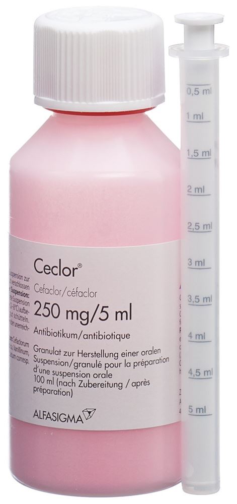 CECLOR gran 250 mg/5ml pour la préparaton d'une suspension orale fl 100 ml, image 3 sur 3