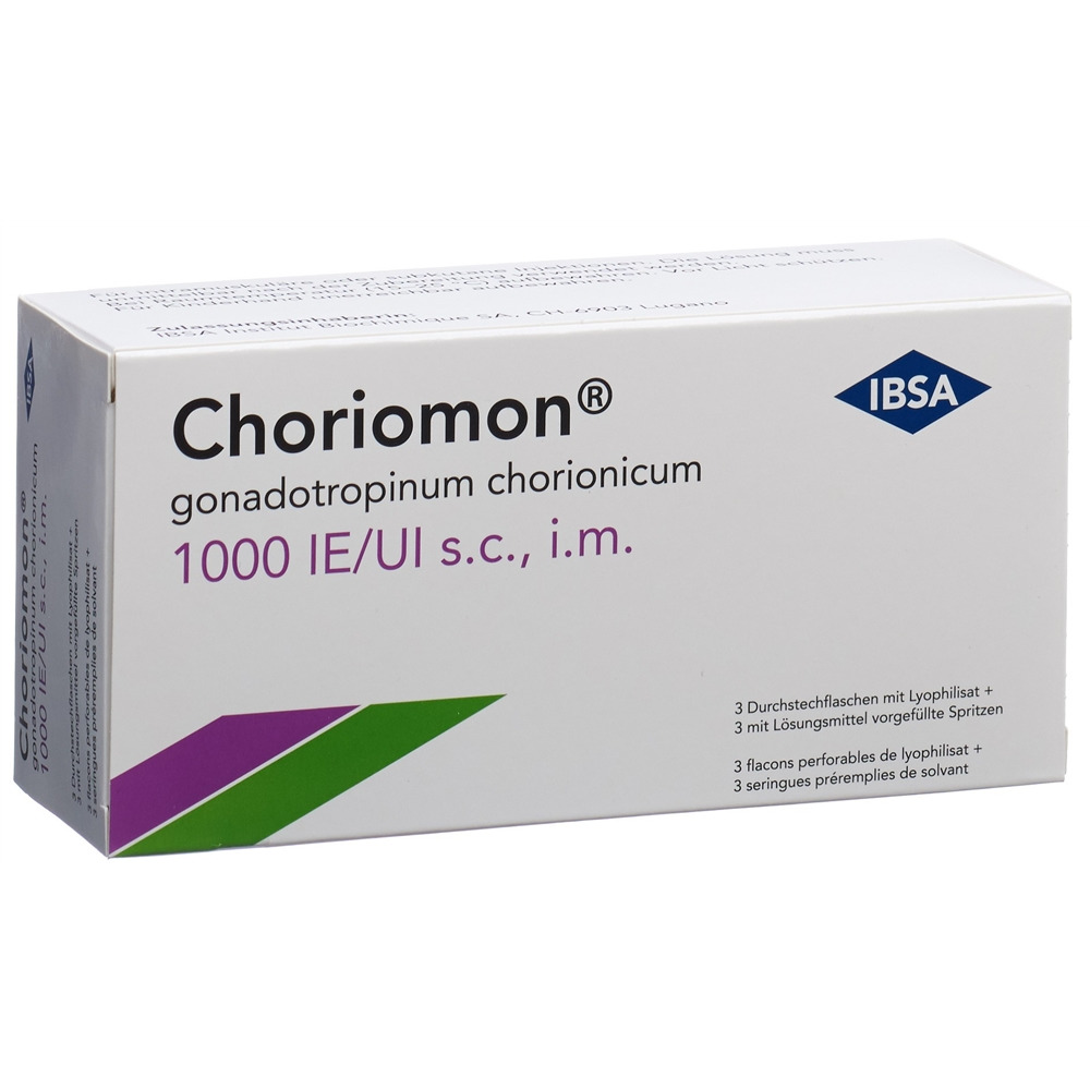 CHORIOMON subst sèche 1000 IE avec solvant 1 ml (seringue préremplie) flac 3 pce, image principale