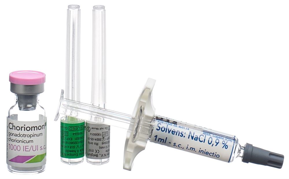 CHORIOMON Trockensub 1000 IE mit Solvens 1 ml (Fertigspritze) Durchstf 3 Stk, Bild 3 von 3