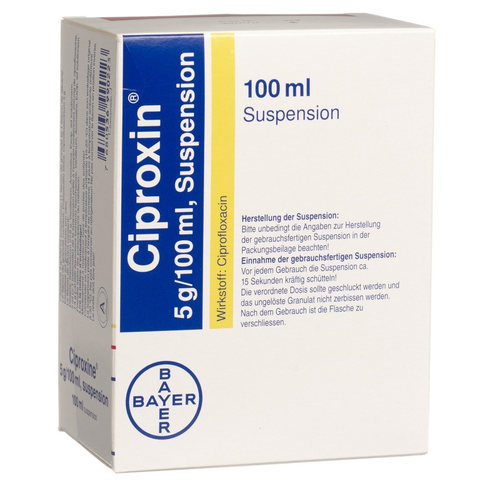 CIPROXINE Gran 5 g/100ml und Lösungsmittel zur Herstellung einer Suspension zum Einnehmen Fl 100 ml, Hauptbild