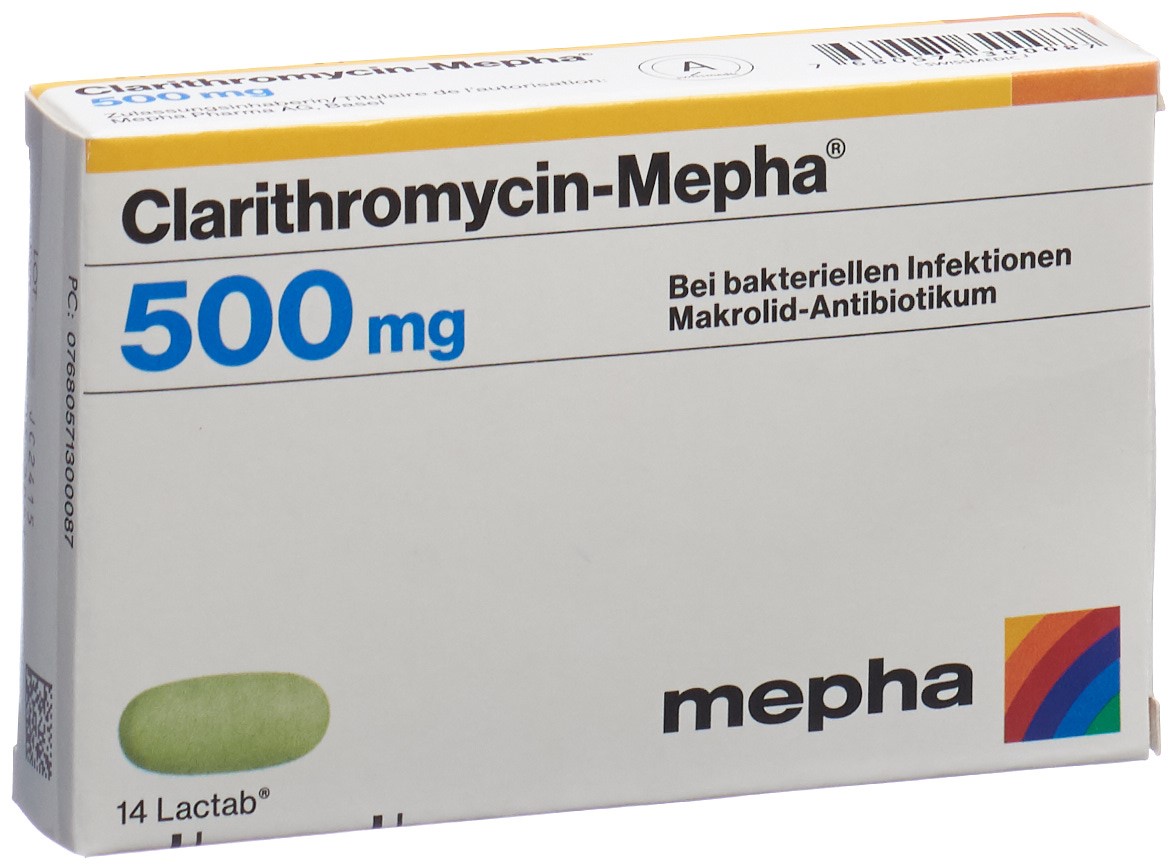 CLARITHROMYCINE Mepha 500 mg, image principale CLARITHROMYCINE Mepha 500 mg, image principale