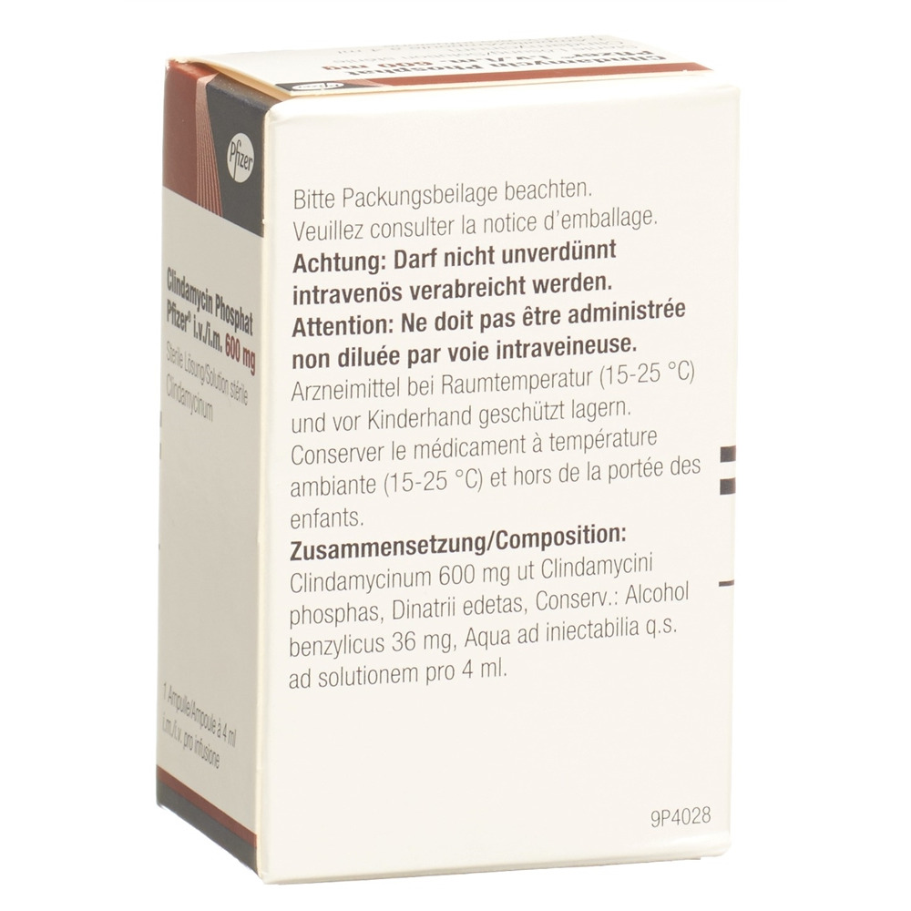 CLINDAMYCINE PHOSPHATE Pfizer 600 mg/4ml, Bild 2 von 2