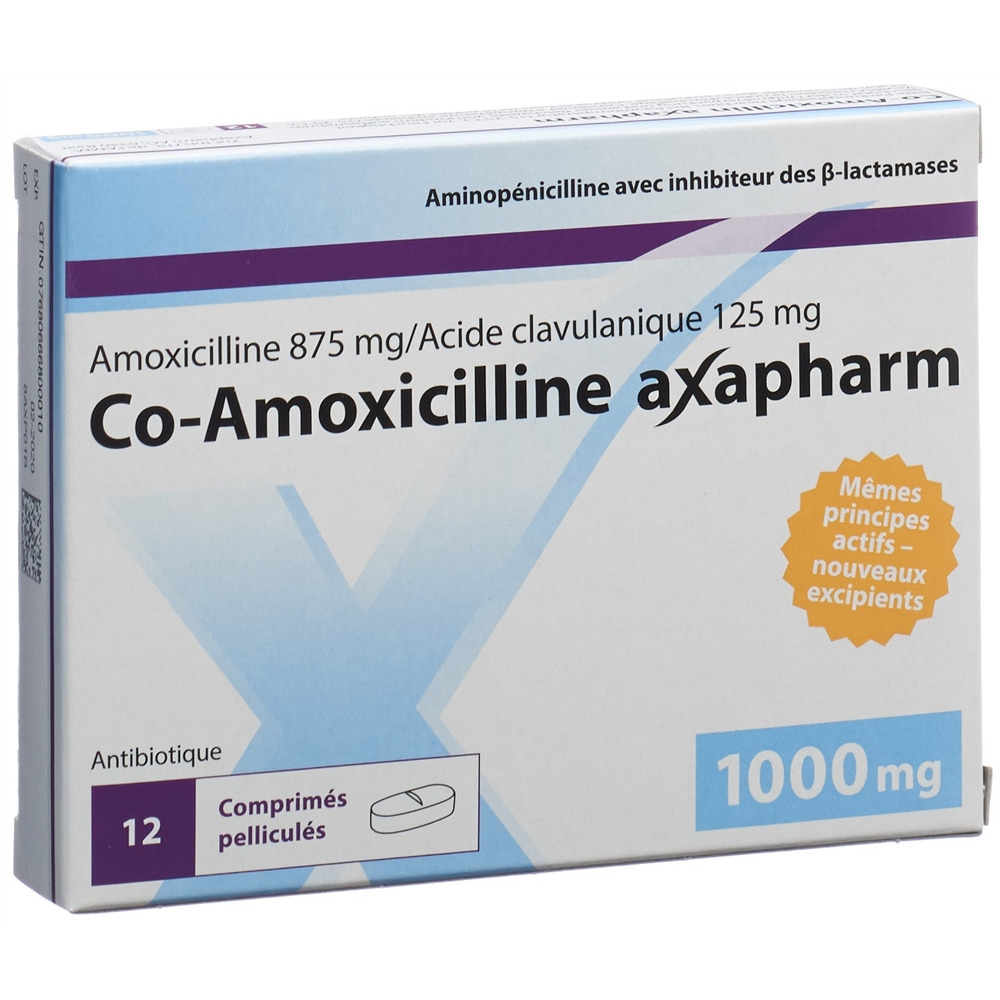 CO AMOXICILLINE axapharm 1000 mg, image 2 sur 2