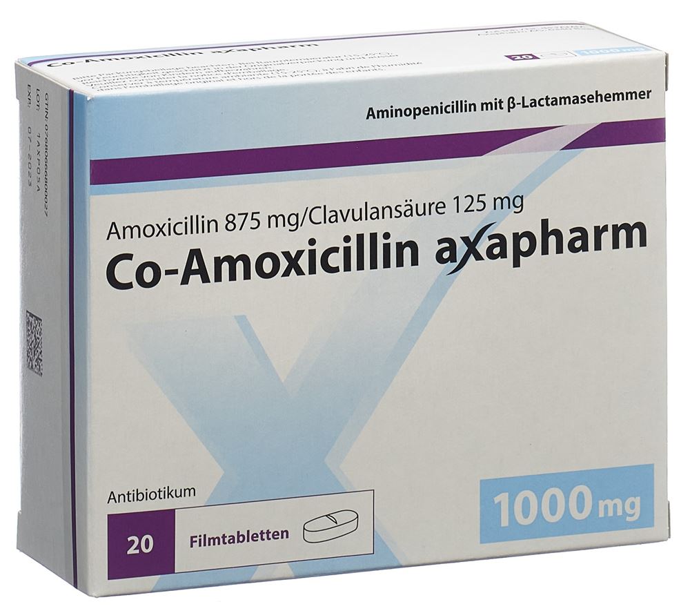 CO AMOXICILLINE axapharm 1000 mg, image principale