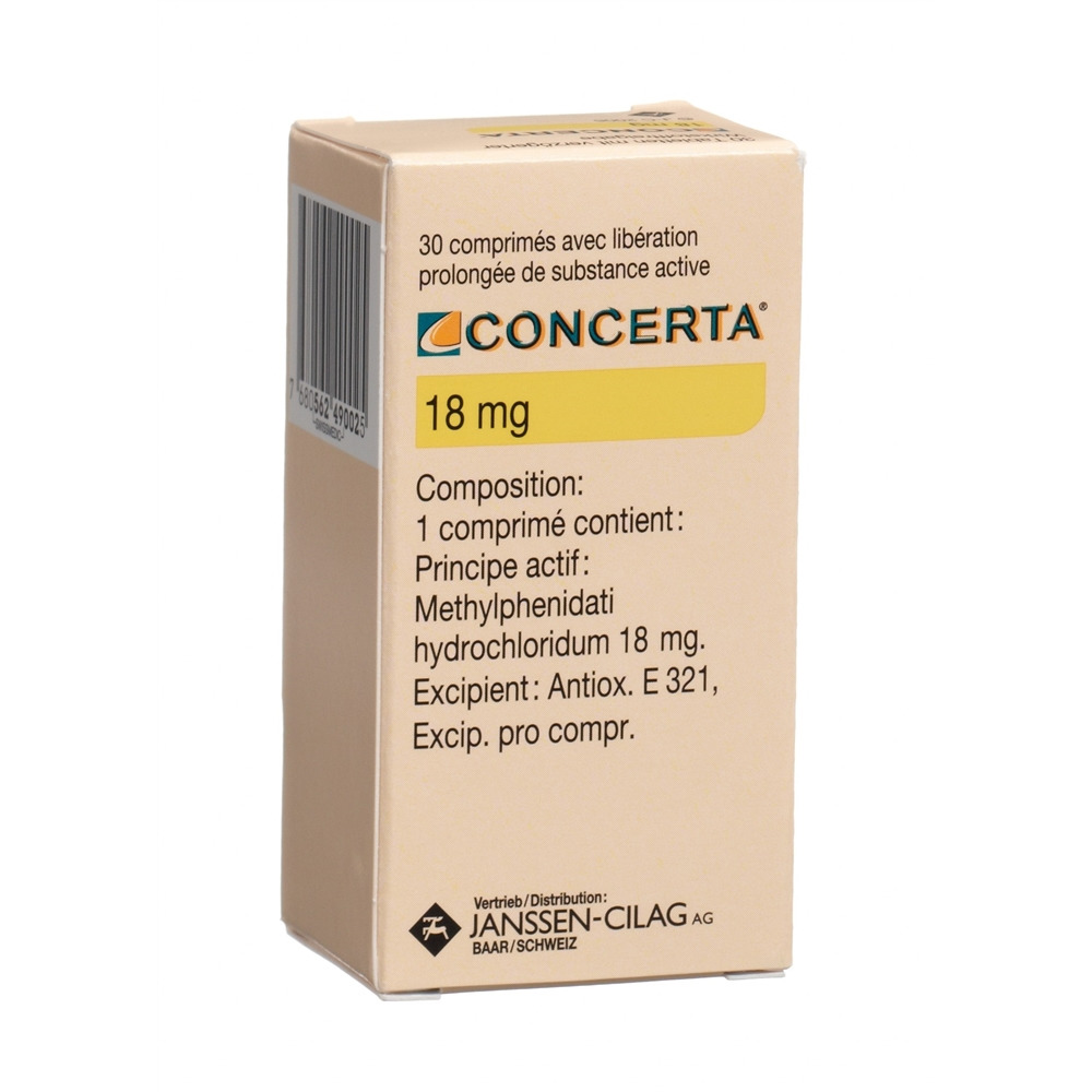 Concerta cpr ret 18 mg fl 30 pce, image 2 sur 2