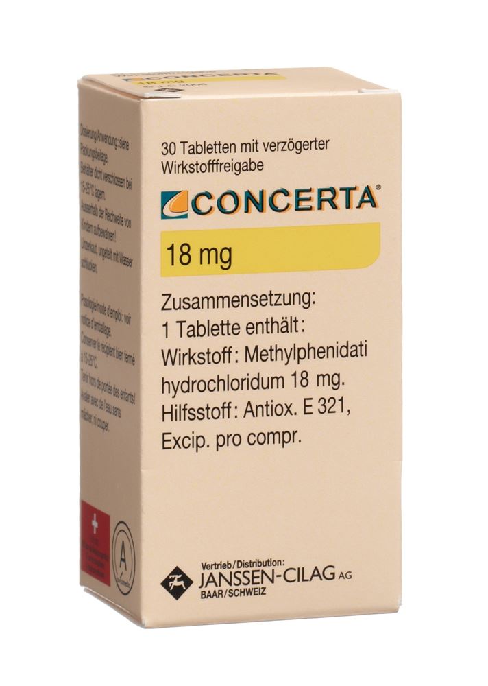 Concerta cpr ret 18 mg fl 30 pce, image principale