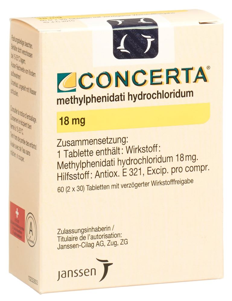 Concerta cpr ret 18 mg fl 60 pce, image principale