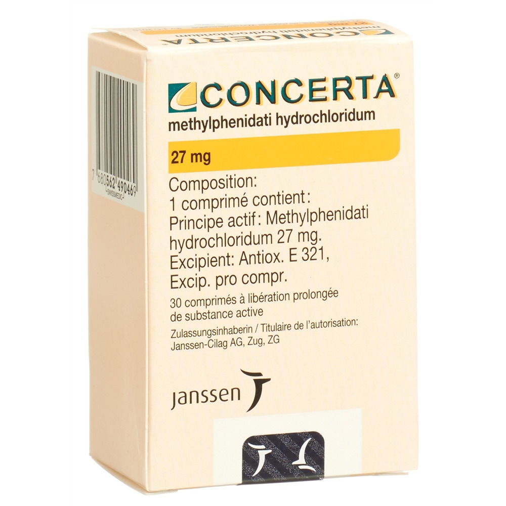 Concerta cpr ret 27 mg fl 30 pce, image 2 sur 2