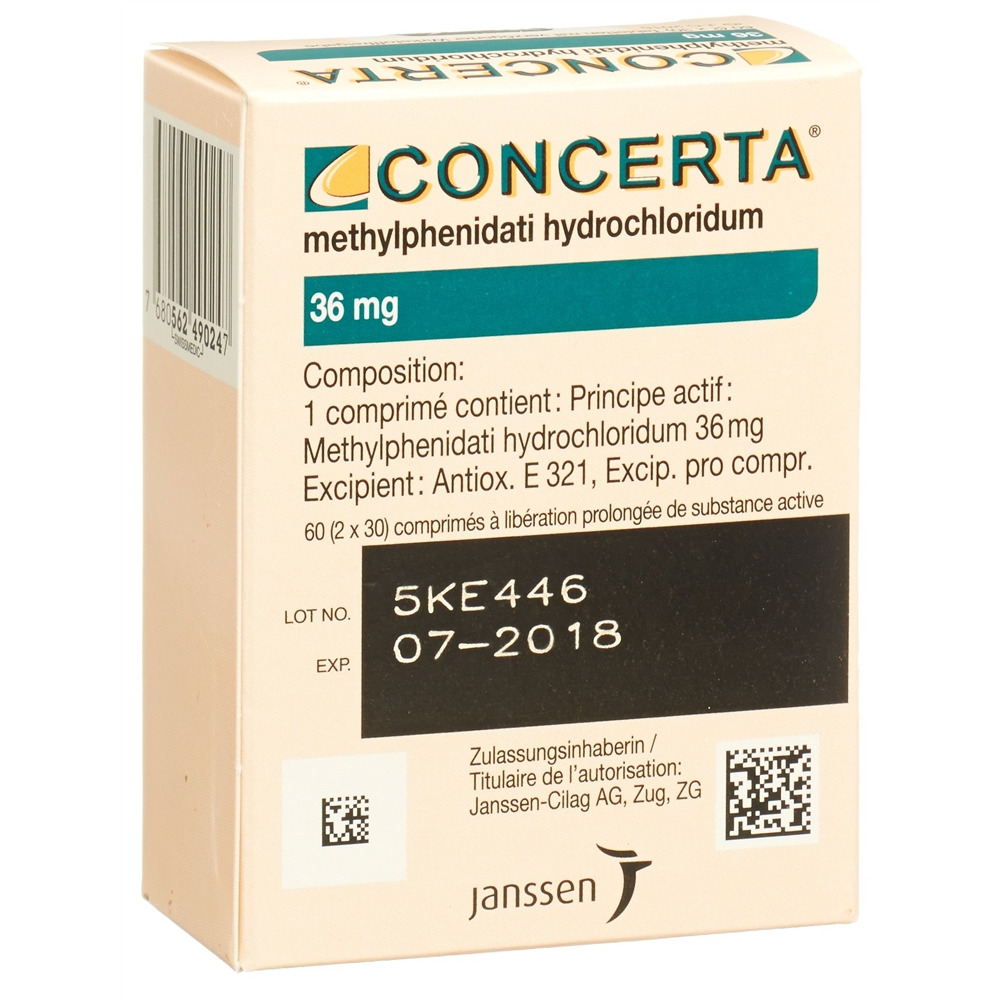 Concerta cpr ret 36 mg fl 60 pce, image 2 sur 2