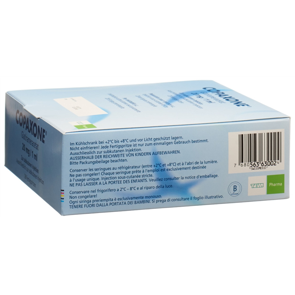 COPAXONE sol inj 20 mg/ml seringue prérempli ser pré 1 ml, image 2 sur 2