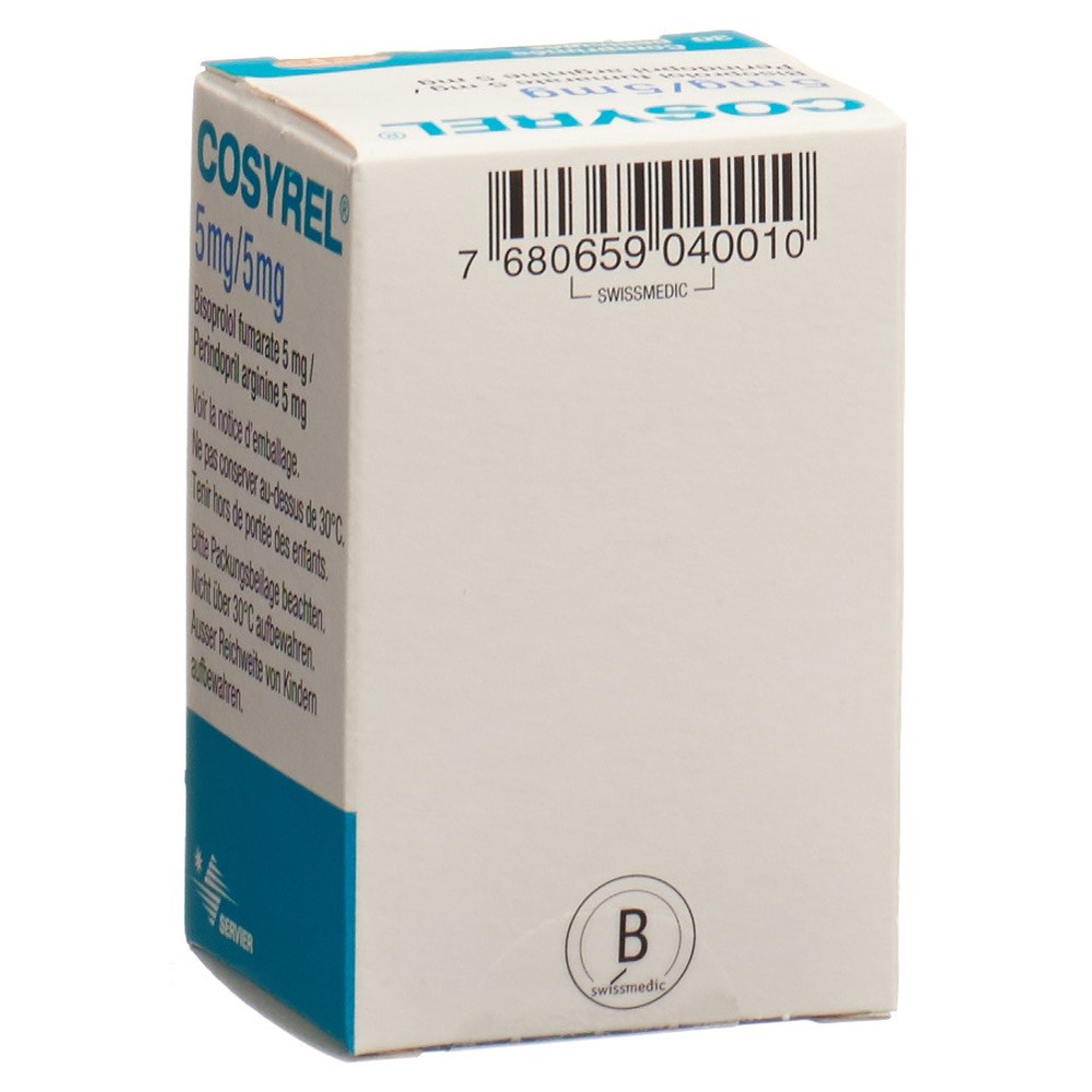 COSYREL cpr pell Bisoprolol fumarate 5mg/Périndopril arginine 5mg bte 30 pce, image 2 sur 2