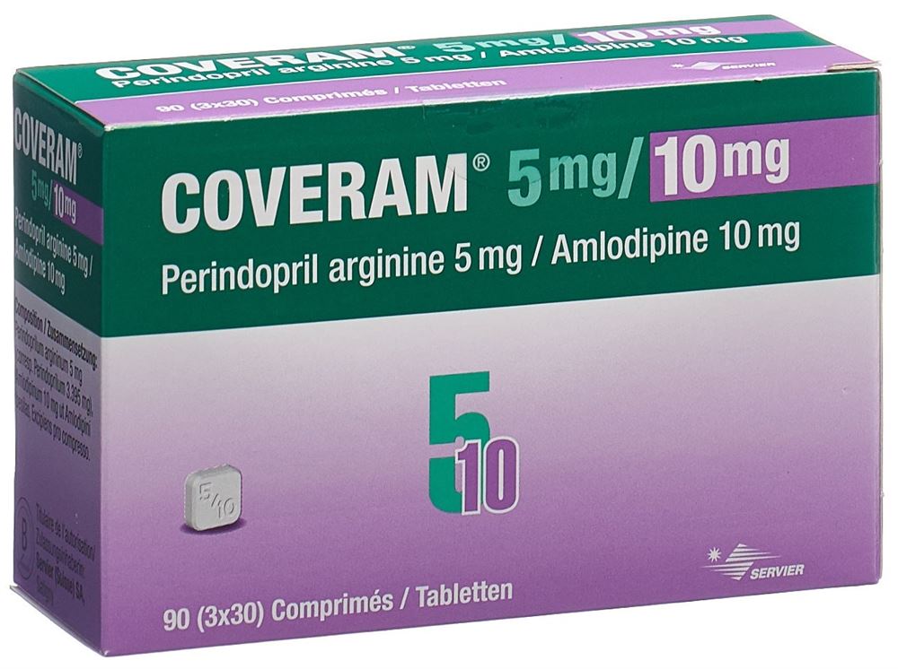 COVERAM cpr 5/10mg bte 90 pce, image principale