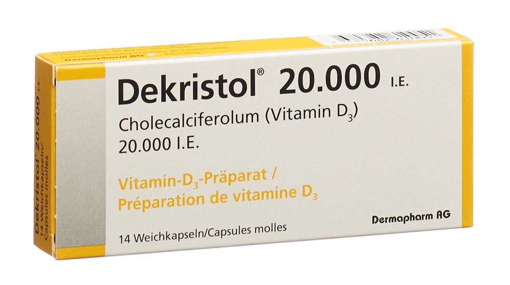 Dekristol caps moll 20000 IE blist 14 pce, image principale Dekristol caps moll 20000 IE blist 14 pce, image principale