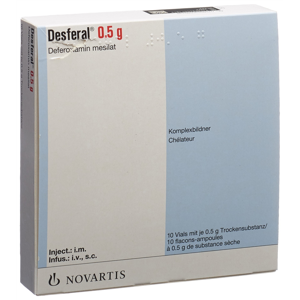 DESFERAL subst sèche 500 mg flac 10 pce, image principale