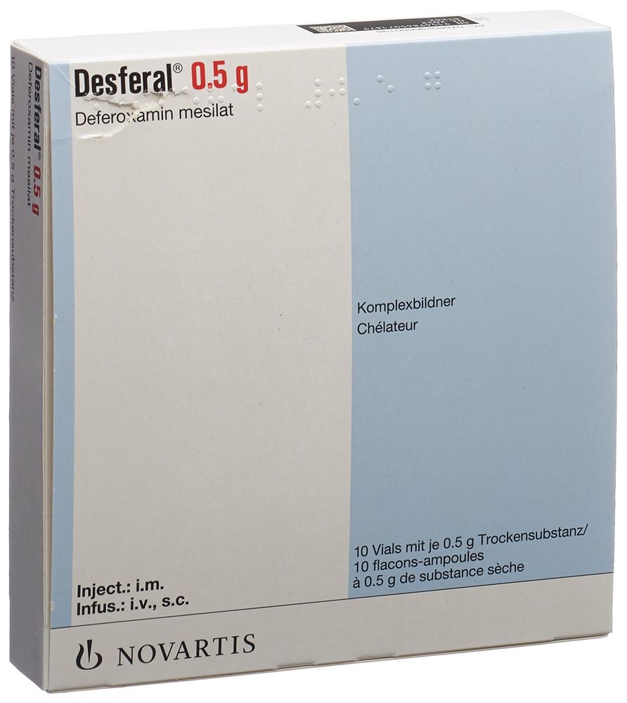 DESFERAL subst sèche 500 mg flac 10 pce, image principale