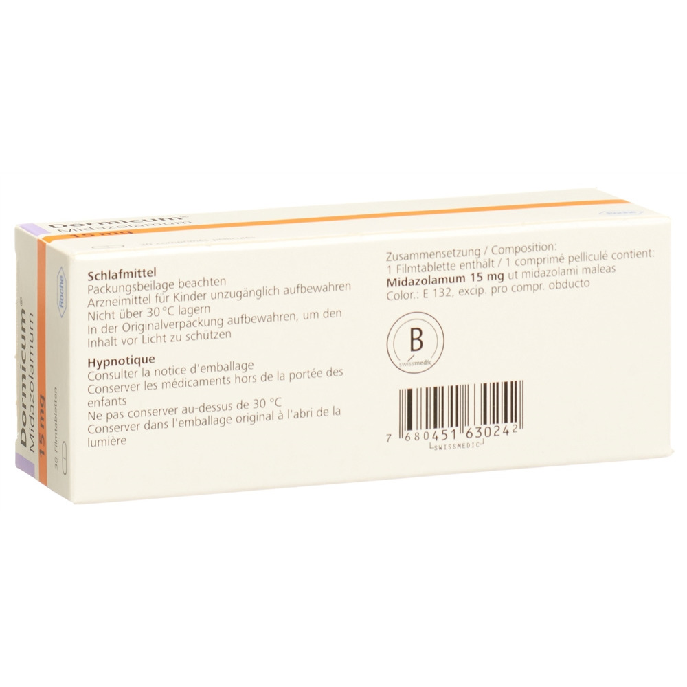 Dormicum cpr pell 15 mg blist 30 pce, image 2 sur 2