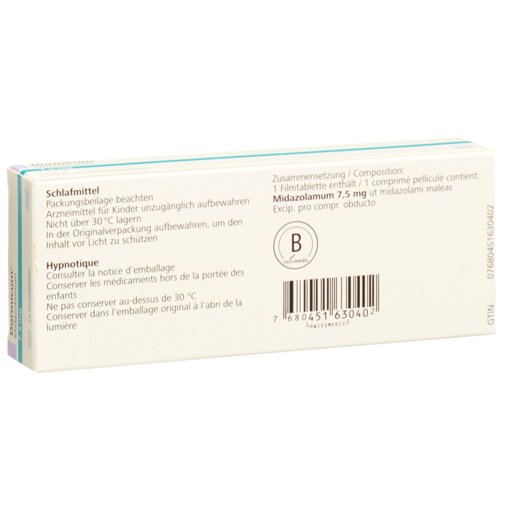 Dormicum cpr pell 7.5 mg blist 10 pce, image 2 sur 2