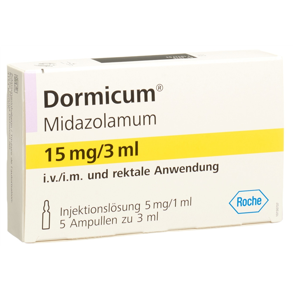 Dormicum Inj Lös 15 mg/3ml i.v., i.m., rektal Amp 3 ml, Hauptbild