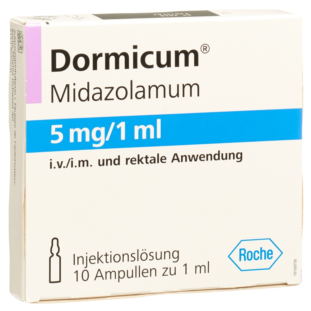 Dormicum Inj Lös 5 mg/ml i.v., i.m, rektal Amp 1 ml