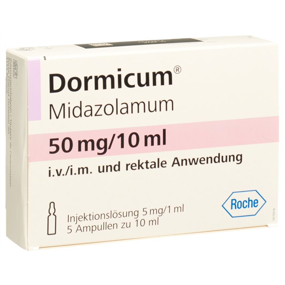 Dormicum sol inj 50 mg/10ml i.v., i.m, rectale amp 10 ml, image principale