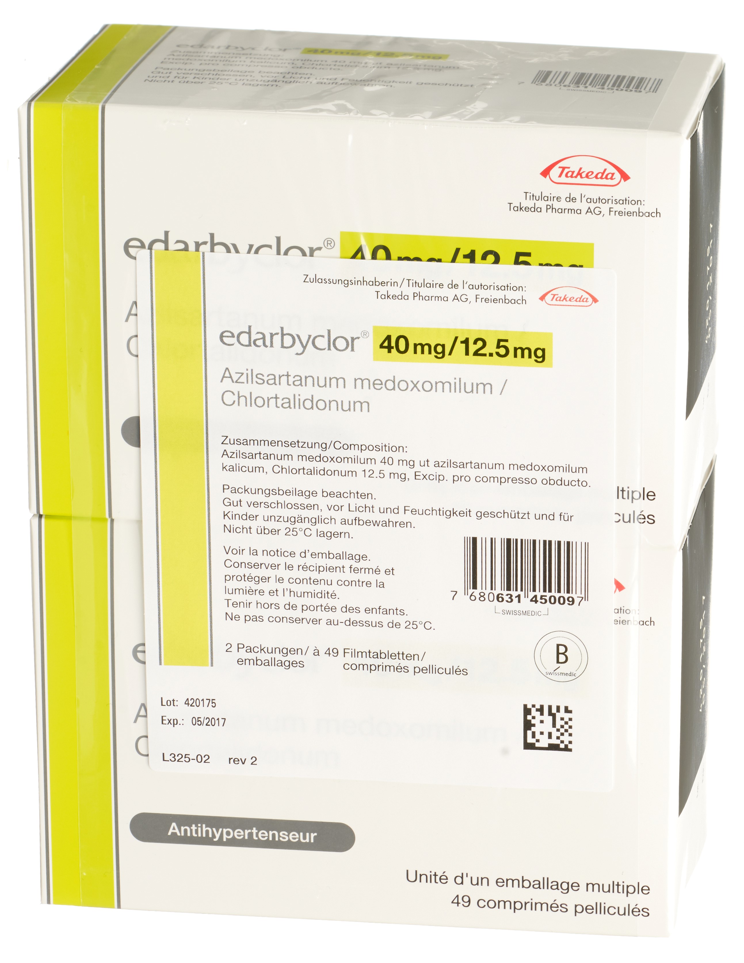 EDARBYCLOR cpr pell 40/12.5 mg blist 28 pce, image principale