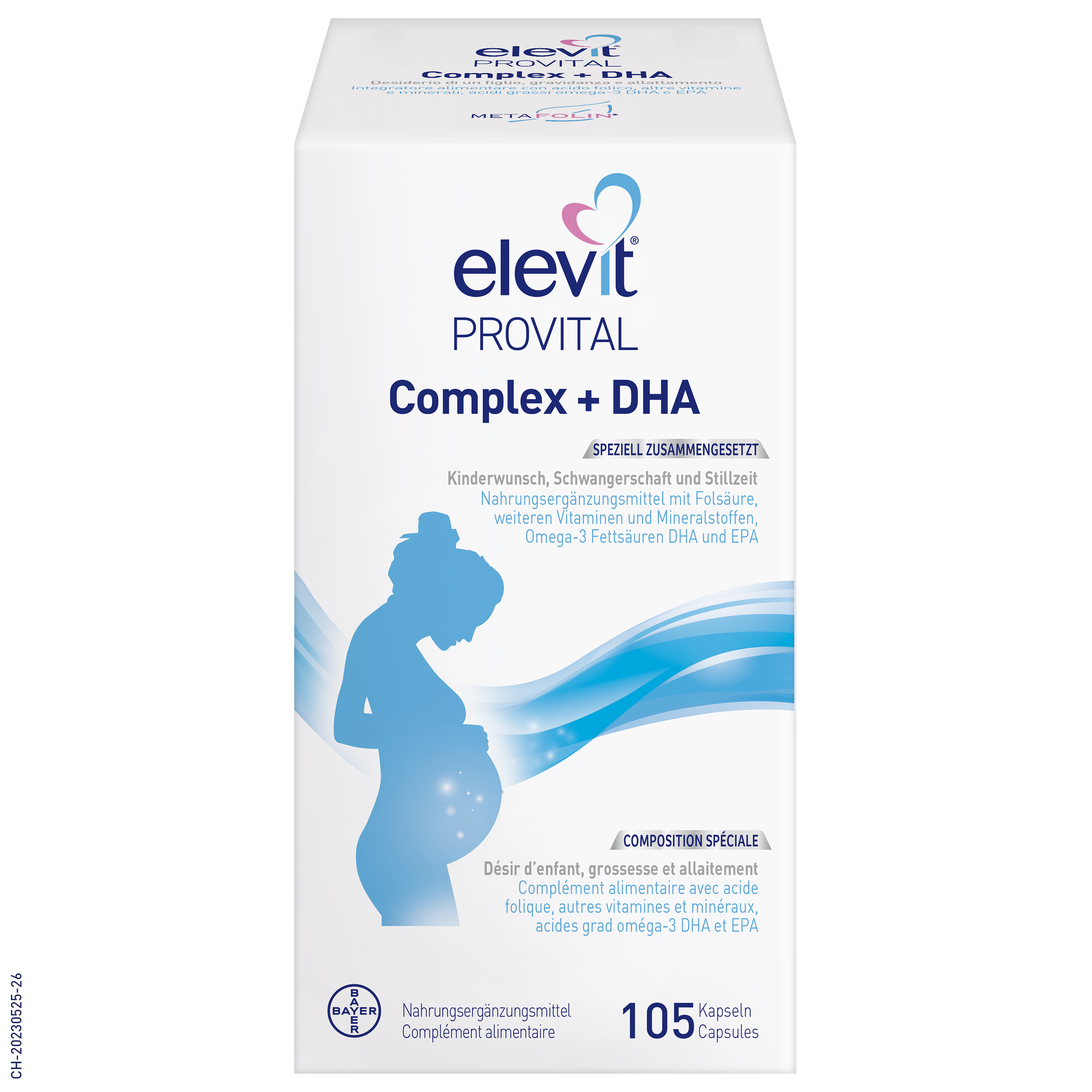 ELEVIT Provital Complex + DHA, Nährstoffversorgung bei Kinderwunsch, Schwangerschaft, Stillzeit, Hauptbild