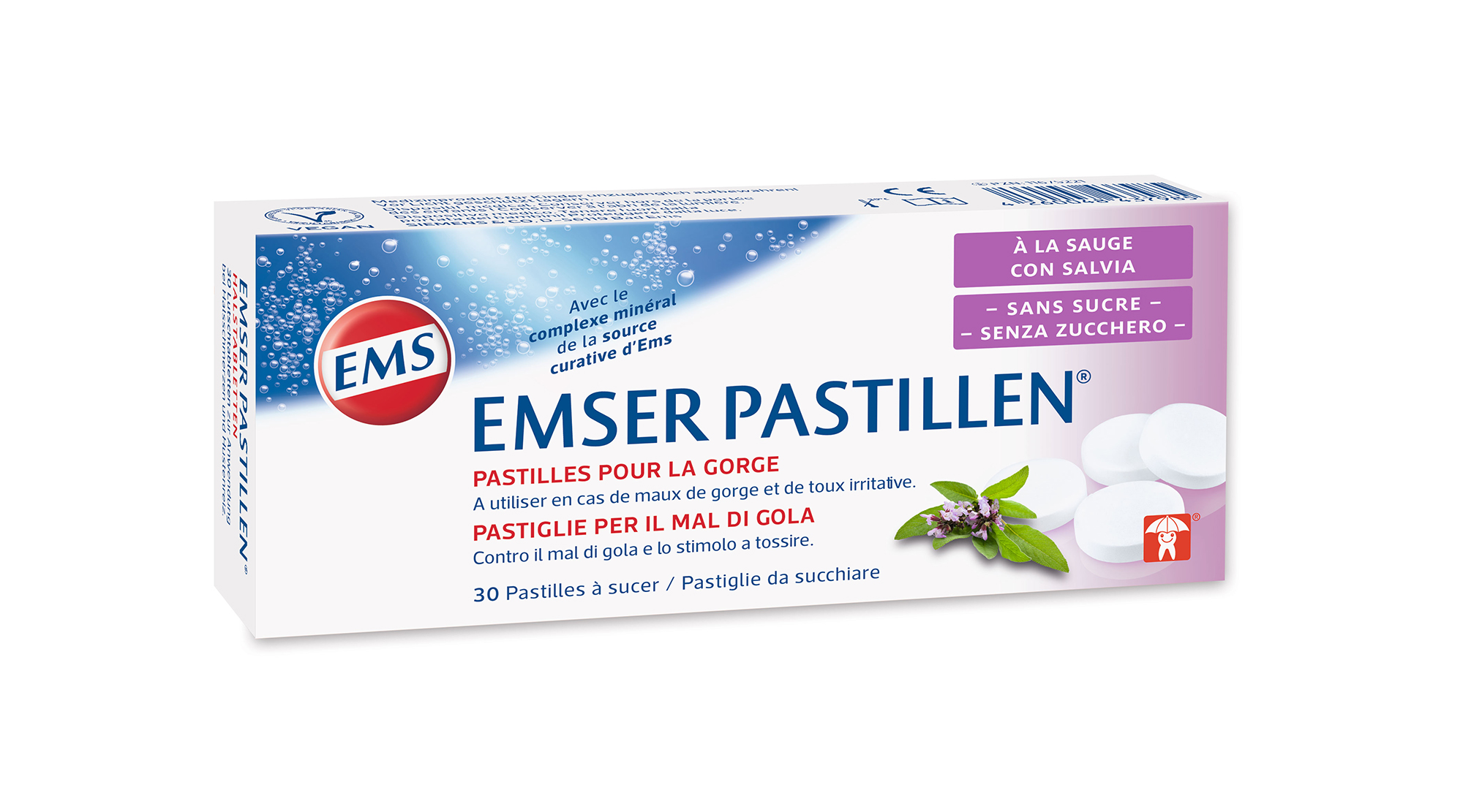 EMSER pastilles sans sucre avec sauge blist 30 pce, image principale