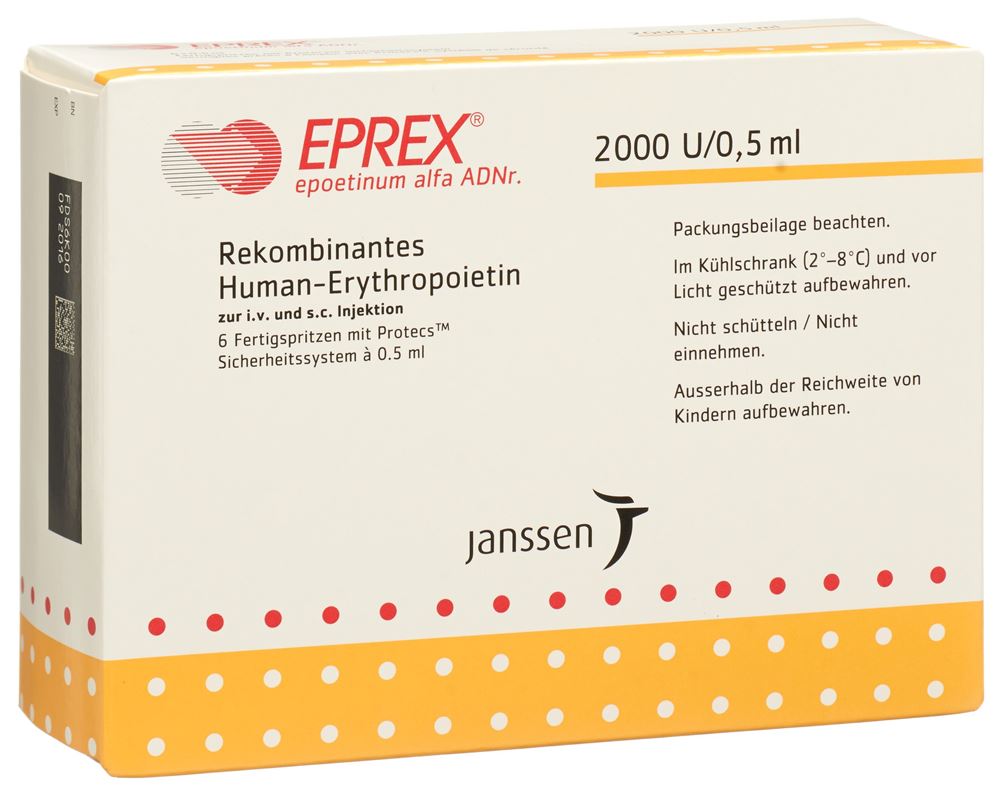 EPREX Inj Lös 2000 IE/0.5ml mit Sicherheitssystem (Protecs) Fertspr 0.5 ml, Hauptbild