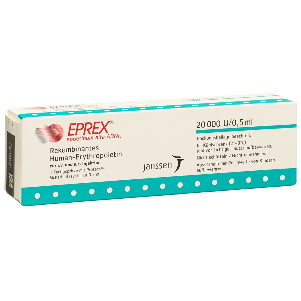 EPREX Inj Lös 20000 IE/0.5ml mit Sicherheitssystem (Protecs) Fertspr 0.5 ml, Hauptbild