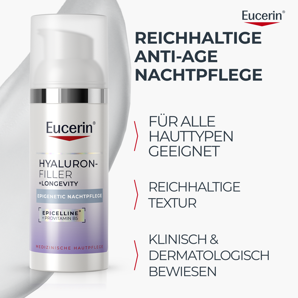 EUCERIN HYALURON-FILLER + LONGEVITY soin de nuit épigénétique, image 3 sur 5