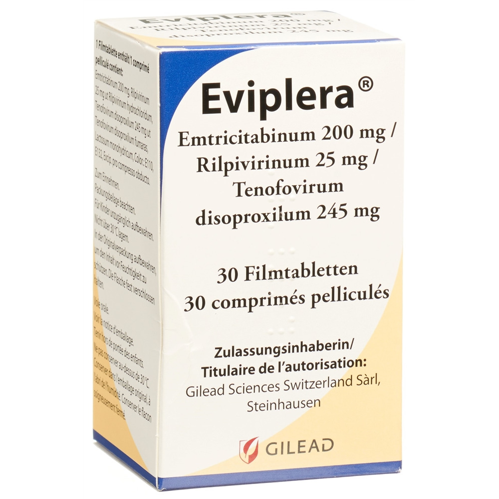 EVIPLERA cpr pell 200mg/25mg/245mg bte 30 pce, image principale