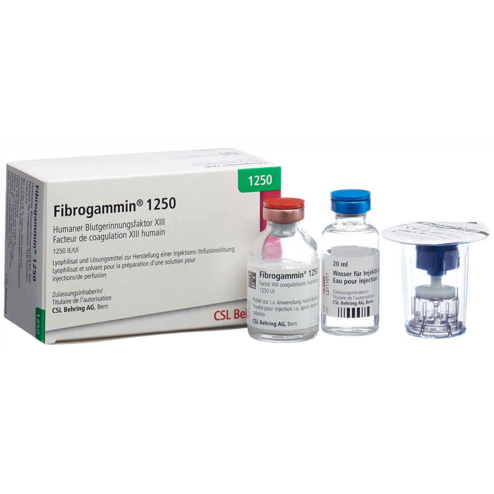 FIBROGAMMIN Trockensub 1250 IE cum Solvens mit Transfer Set 1 Stk, Hauptbild