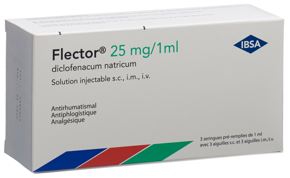 FLECTOR Inj Lös 25 mg/1ml Fertigspritze s.c./i.m./i.v. Fertspr 3 Stk, Bild 2 von 2