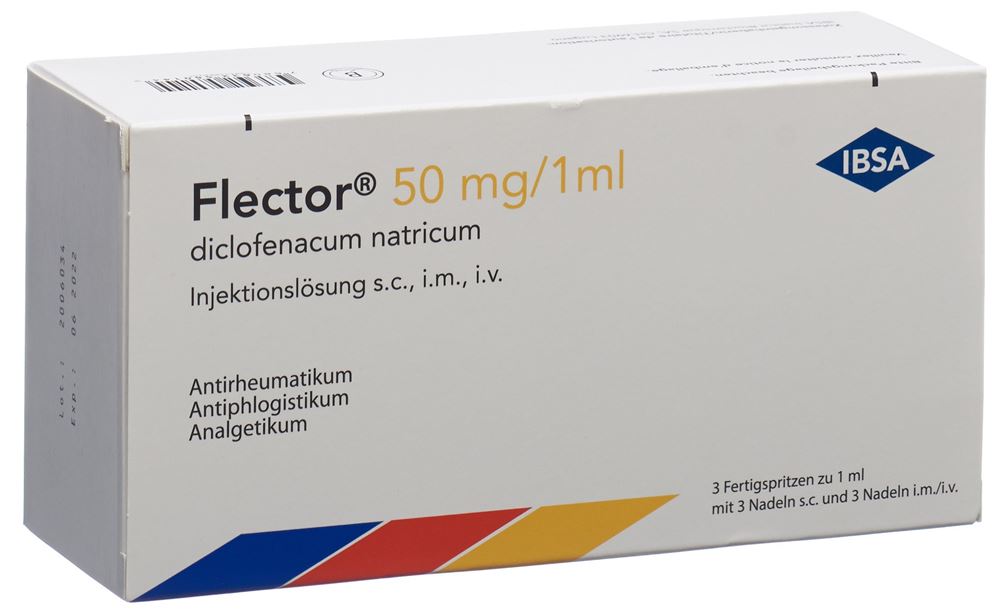 FLECTOR Inj Lös 50 mg/1ml Fertigspritze s.c./i.m./i.v. Fertspr 3 Stk, Hauptbild