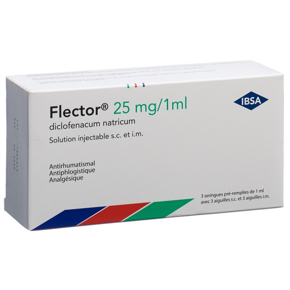 FLECTOR sol inj 25 mg/1ml seringue préremplie s.c./i.m. 3 pce, image 2 sur 2